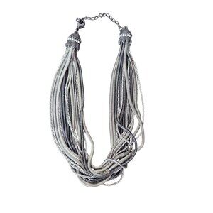 Lia Sophia Kiam Family Collection Multi-Strand Silver-Tone Necklace Rhinestone